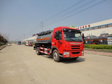 解放单桥9方冰醋酸腐蚀性物品罐式运输车